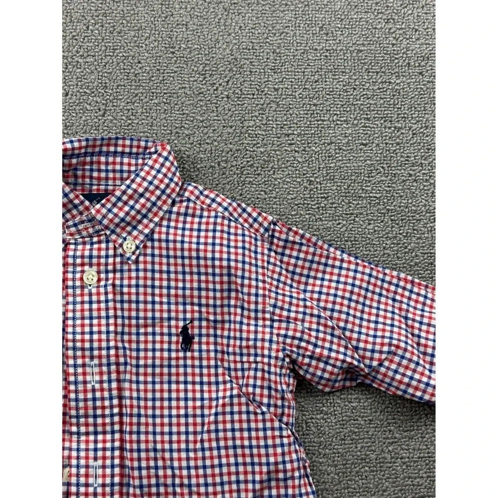 Ralph Lauren Button Down Shirt Kids 12M Red Blue Gingham Check 100% Cotton Event